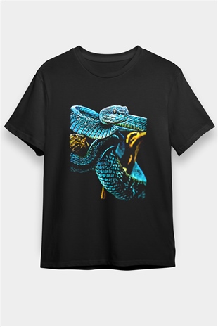 Yılan Siyah Unisex Tişört T-Shirt - TişörtFabrikası