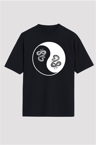Yılan Siyah Oversize Tişört Oversize T-shirt - TişörtFabrikası