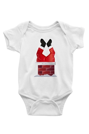 Yılbaşı Baskılı Beyaz Unisex Bebek Body - Zıbın