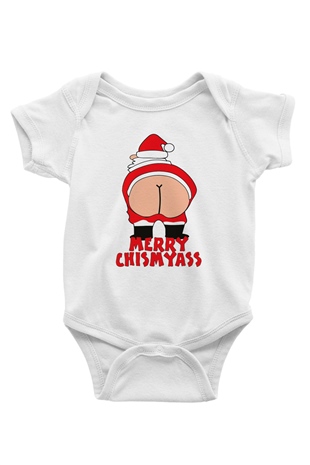 Yılbaşı Baskılı Beyaz Unisex Bebek Body - Zıbın
