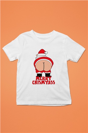 Yılbaşı Baskılı Beyaz Unisex Çocuk Tişört