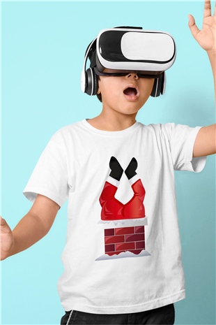 Yılbaşı Baskılı Beyaz Unisex Çocuk Tişört