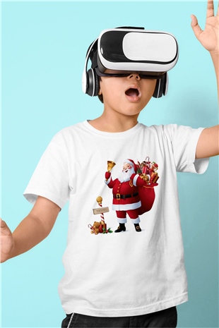 Yılbaşı Baskılı Beyaz Unisex Çocuk Tişört