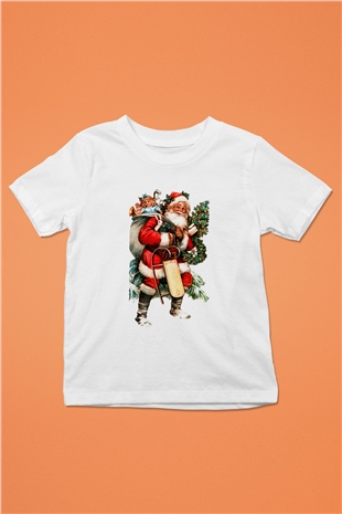 Yılbaşı Baskılı Beyaz Unisex Çocuk Tişört