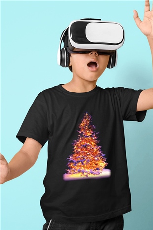 Yılbaşı Baskılı Siyah Unisex Çocuk Tişört