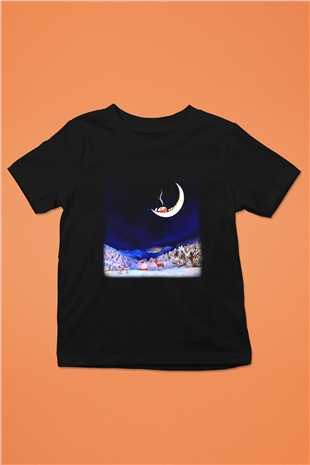 Yılbaşı Baskılı Siyah Unisex Çocuk Tişört