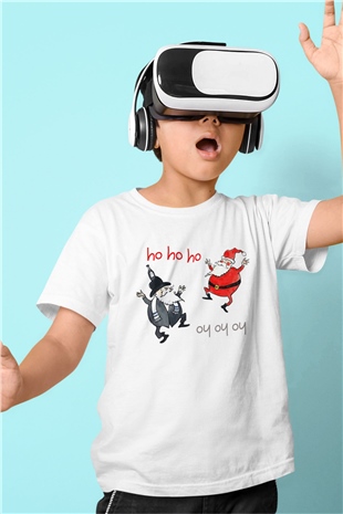 Yılbaşı Beyaz Unisex Çocuk Tişört