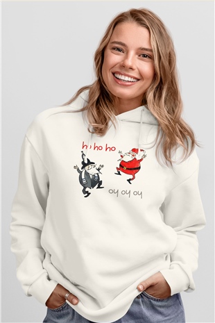 Yılbaşı Beyaz Unisex Hoodie