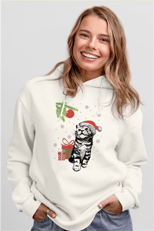 Yılbaşı Beyaz Unisex Hoodie