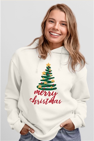 Yılbaşı Beyaz Unisex Hoodie