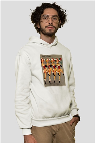 Yılbaşı Beyaz Unisex Kapşonlu Sweatshirt