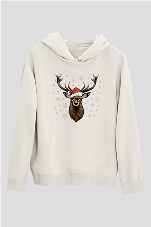 Yılbaşı Beyaz Unisex Kapşonlu Sweatshirt