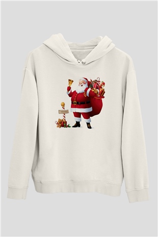 Yılbaşı Beyaz Unisex Kapşonlu Sweatshirt