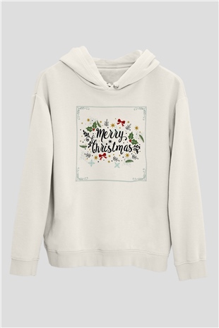 Yılbaşı Beyaz Unisex Kapşonlu Sweatshirt