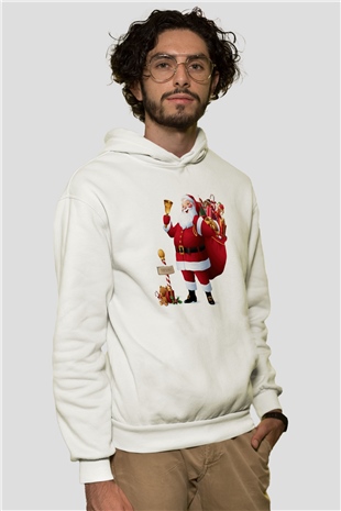 Yılbaşı Beyaz Unisex Kapşonlu Sweatshirt