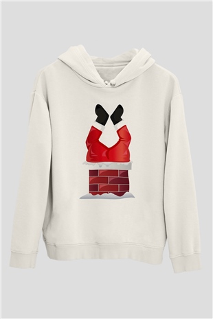 Yılbaşı Beyaz Unisex Kapşonlu Sweatshirt