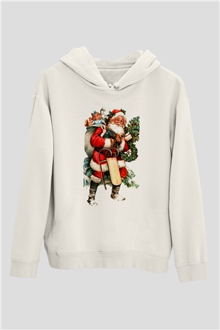 Yılbaşı Beyaz Unisex Kapşonlu Sweatshirt