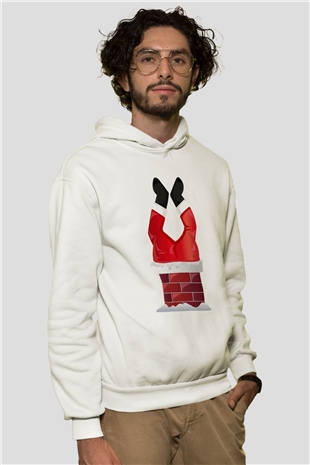 Yılbaşı Beyaz Unisex Kapşonlu Sweatshirt