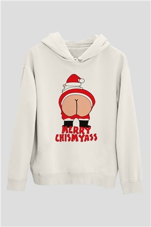 Yılbaşı Beyaz Unisex Kapşonlu Sweatshirt