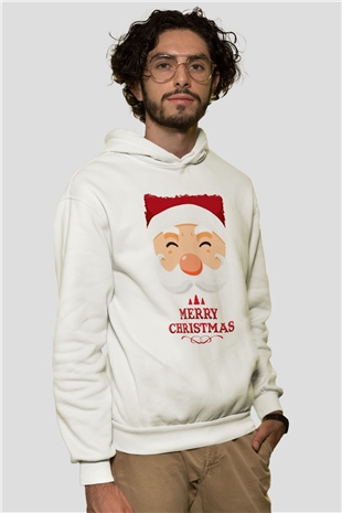Yılbaşı Beyaz Unisex Kapüşonlu Sweatshirt