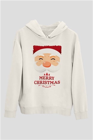 Yılbaşı Beyaz Unisex Kapüşonlu Sweatshirt
