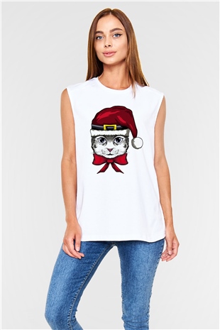 Yılbaşı Beyaz Unisex Kolsuz Tişört