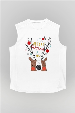 Yılbaşı Beyaz Unisex Kolsuz Tişört