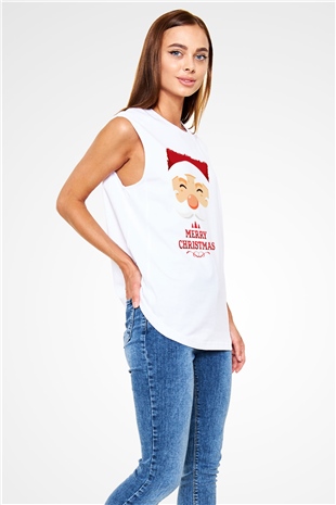 Yılbaşı Beyaz Unisex Kolsuz Tişört
