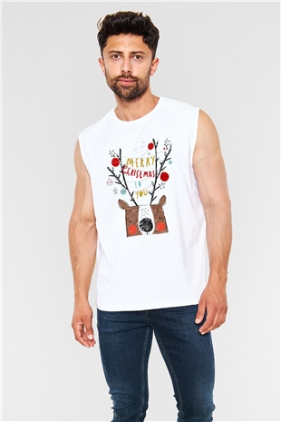 Yılbaşı Beyaz Unisex Kolsuz Tişört