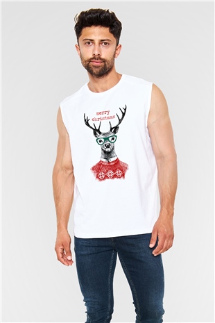 Yılbaşı Beyaz Unisex Kolsuz Tişört