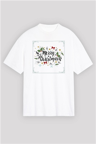 Yılbaşı Beyaz Unisex Oversize Tişört T-Shirt