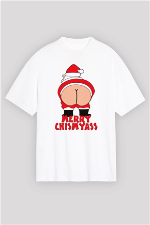 Yılbaşı Beyaz Unisex Oversize Tişört T-Shirt