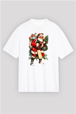 Yılbaşı Beyaz Unisex Oversize Tişört T-Shirt