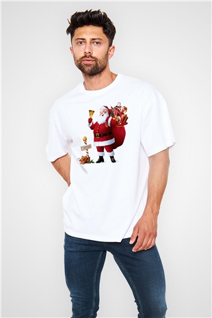 Yılbaşı Beyaz Unisex Oversize Tişört T-Shirt