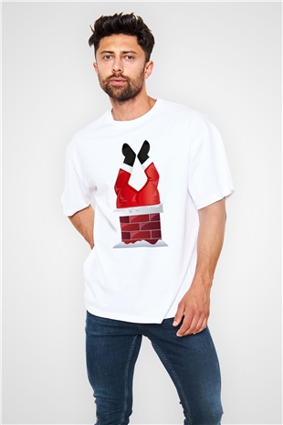 Yılbaşı Beyaz Unisex Oversize Tişört T-Shirt