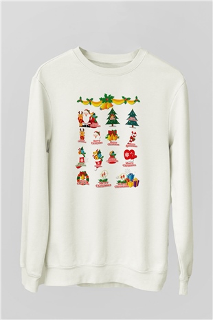 Yılbaşı Beyaz Unisex Sweatshirt