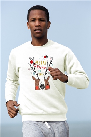Yılbaşı Beyaz Unisex Sweatshirt