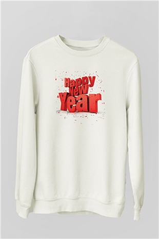 Yılbaşı Beyaz Unisex Sweatshirt