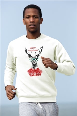 Yılbaşı Beyaz Unisex Sweatshirt