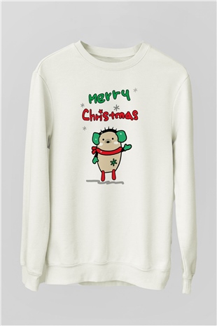 Yılbaşı Beyaz Unisex Sweatshirt