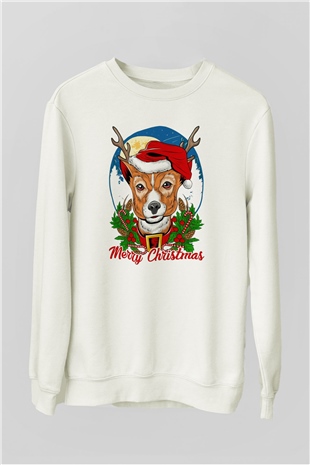 Yılbaşı Beyaz Unisex Sweatshirt