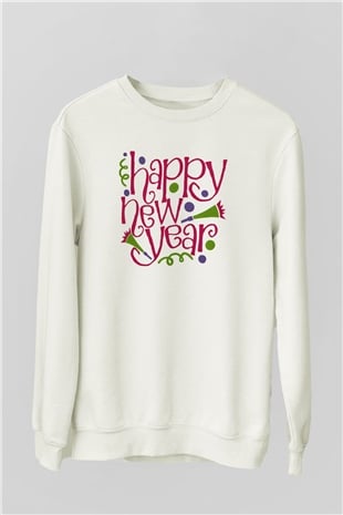 Yılbaşı Beyaz Unisex Sweatshirt