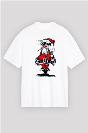 Yılbaşı Beyaz Oversize Tişört Oversize T-shirt - TişörtFabrikası