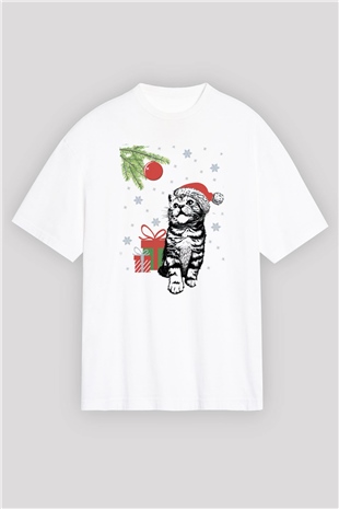 Yılbaşı Beyaz Oversize Tişört Oversize T-shirt - TişörtFabrikası