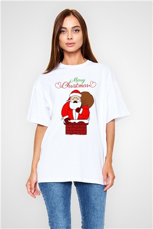 Yılbaşı Beyaz Oversize Tişört Oversize T-shirt - TişörtFabrikası