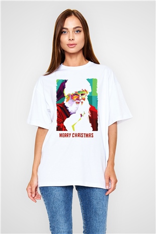 Yılbaşı Beyaz Oversize Tişört Oversize T-shirt - TişörtFabrikası