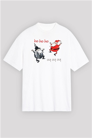 Yılbaşı Beyaz Oversize Tişört Oversize T-shirt - TişörtFabrikası