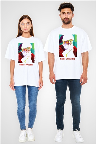 Yılbaşı Beyaz Oversize Tişört Oversize T-shirt - TişörtFabrikası