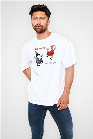Yılbaşı Beyaz Oversize Tişört Oversize T-shirt - TişörtFabrikası