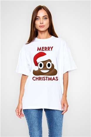 Yılbaşı Beyaz Oversize Tişört Oversize T-shirt - TişörtFabrikası